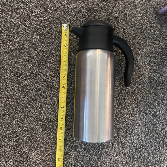 Stainless Steel Thermal Coffee Carafe, 1 Liter Cap. Kitchen Black Handle and Lid - Picture 3 of 9